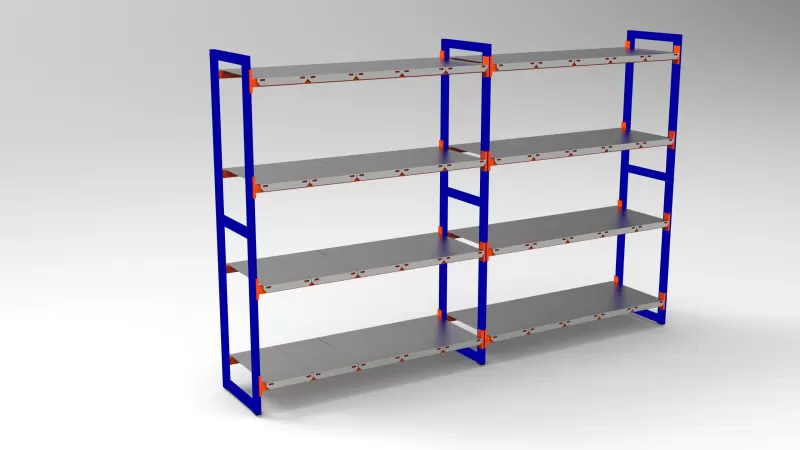 150-300 Kg Taşıma Kapasiteli 4 Katlı Double Depo Rafı.  Hafif Rack