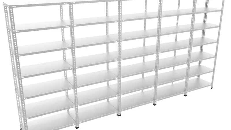 5’Li Bitişik 7 Katlı  Galvaniz Çelik Raf. Dosya, Depo Raf